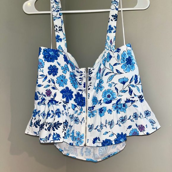 Bloomingdale's Blue and White Floral Tank Top - Picture 2 of 7